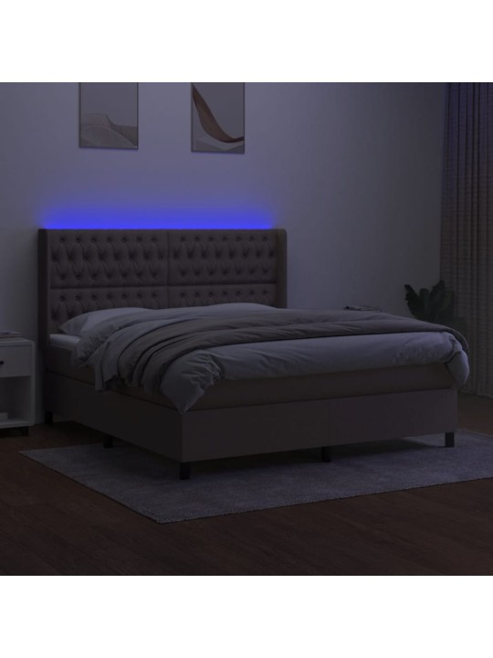 Box spring postel s matrací a led taupe 180x200 cm textil