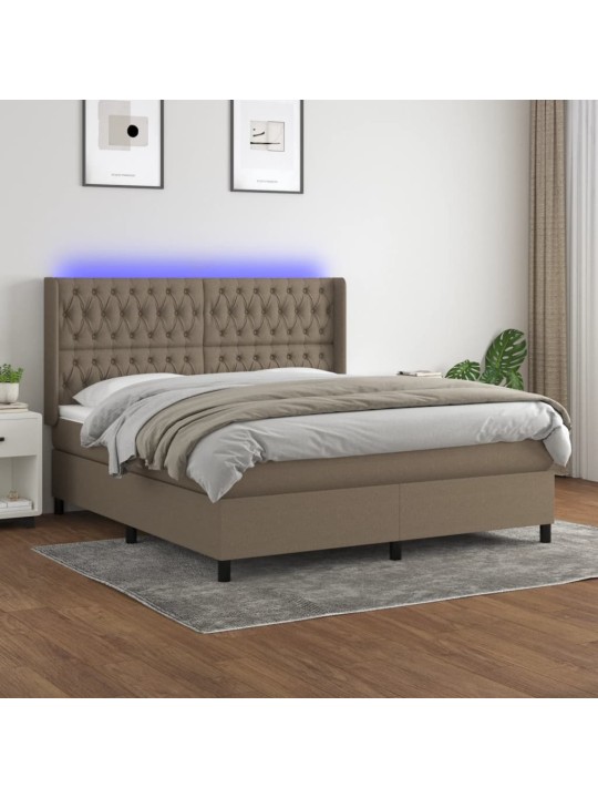 Box spring postel s matrací a led taupe 180x200 cm textil