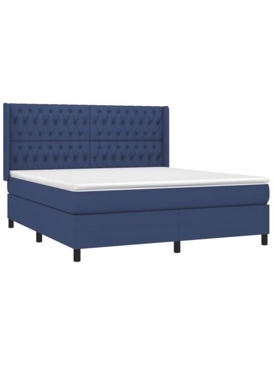 Box spring postel s matrací a LED modrá 180x200 cm textil
