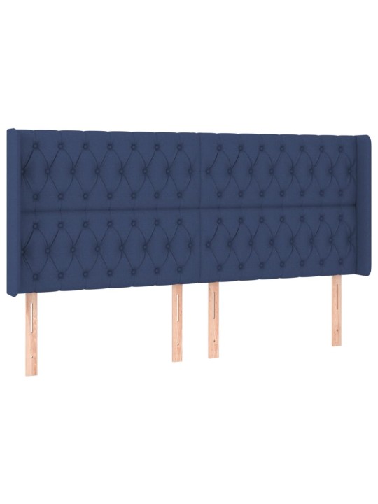 Box spring postel s matrací a LED modrá 180x200 cm textil