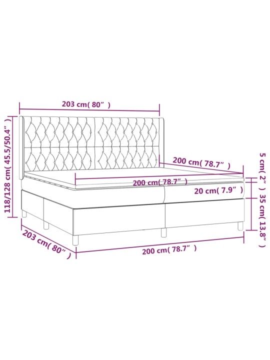 Box spring postel s matrací a LED černá 200x200 cm textil