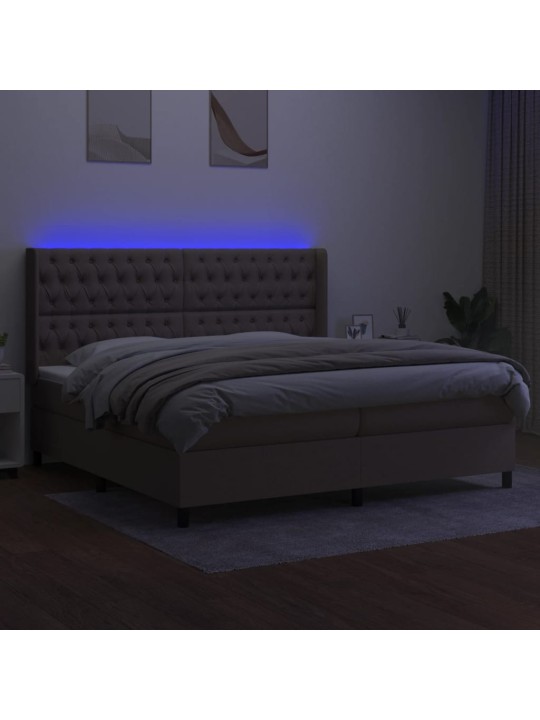 Box spring postel s matrací a led taupe 200x200 cm textil