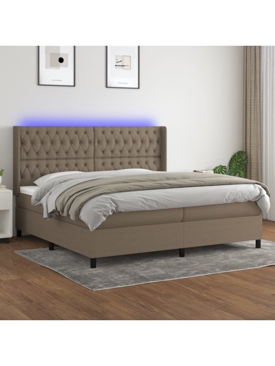 Box spring postel s matrací a led taupe 200x200 cm textil