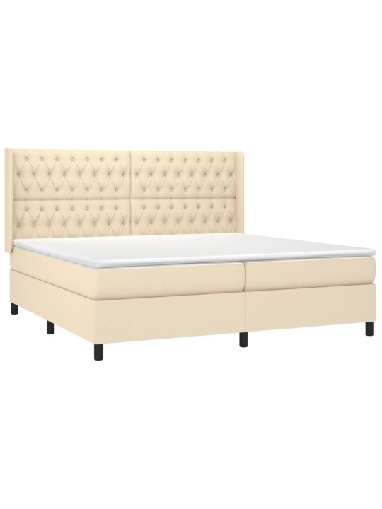 Box spring postel s matrací a led krémová 200x200 cm textil