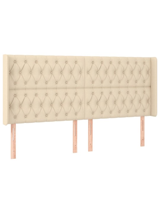 Box spring postel s matrací a led krémová 200x200 cm textil