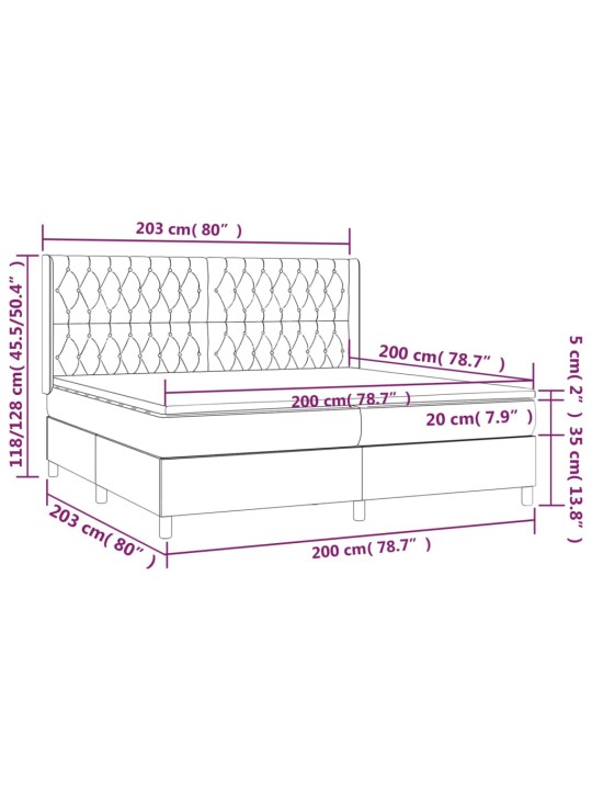 Box spring postel s matrací a led krémová 200x200 cm textil