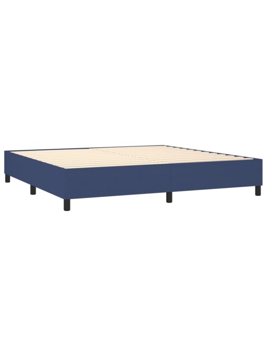 Box spring postel s matrací a LED modrá 200x200 cm textil