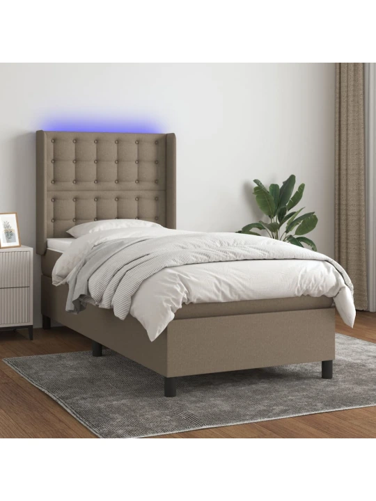 Box spring postel s matrací a LED taupe 90x190 cm textil