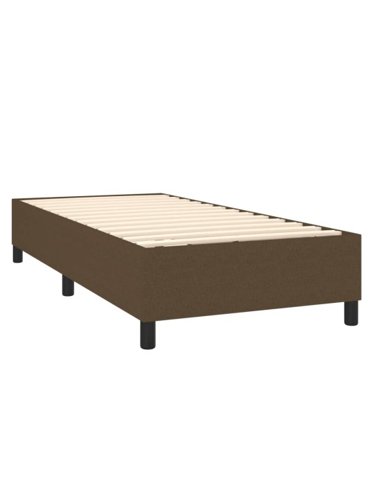 Box spring postel s matrací a LED tmavě hnědá 90x200 cm textil
