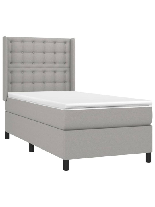 Box spring postel s matrací a LED světle šedá 100x200 cm textil