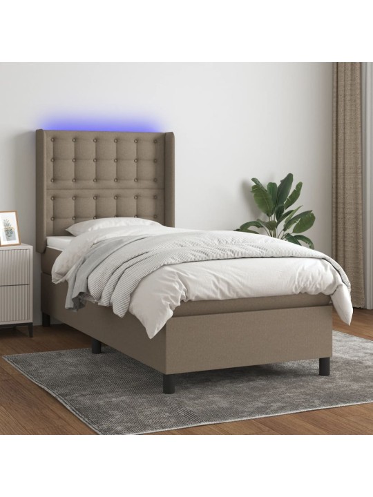 Box spring postel s matrací a LED taupe 100x200 cm textil