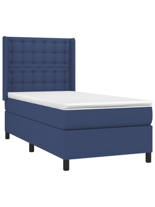 Box spring postel s matrací a LED modrá 100x200 cm textil