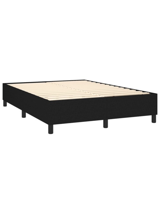 Box spring postel s matrací a LED černá 140x190 cm textil