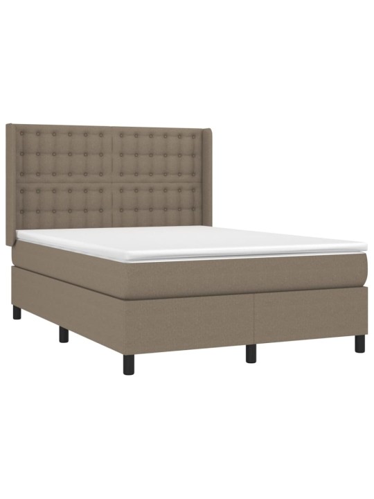 Box spring postel s matrací a led taupe 140x190 cm textil