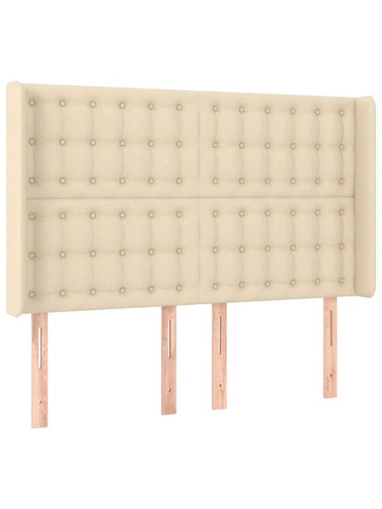 Box spring postel s matrací a LED krémová 140x190 cm textil