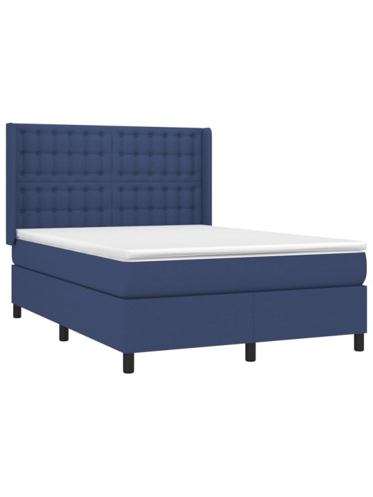 Box spring postel s matrací a LED modrá 140x190 cm textil
