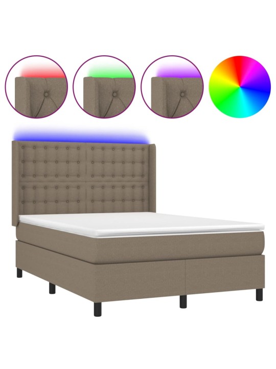 Box spring postel s matrací a LED taupe 140x200 cm textil