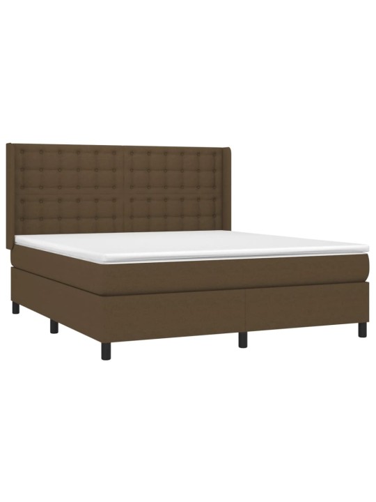 Box spring postel s matrací a led tmavě hnědá 160x200 cm textil