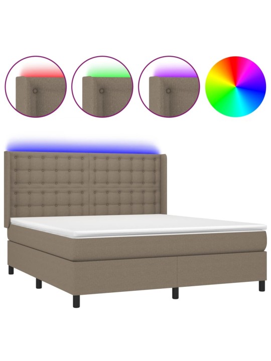 Box spring postel s matrací a led taupe 160x200 cm textil