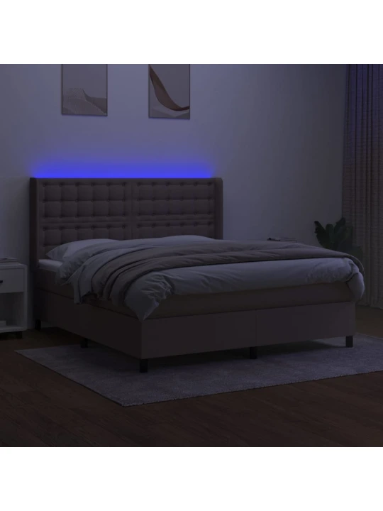 Box spring postel s matrací a led taupe 160x200 cm textil