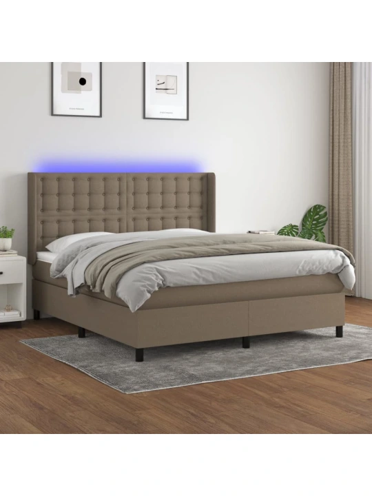 Box spring postel s matrací a led taupe 160x200 cm textil