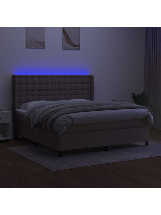 Box spring postel s matrací a LED taupe 180x200 cm textil