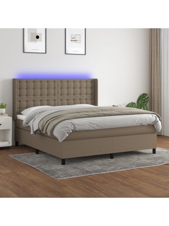 Box spring postel s matrací a LED taupe 180x200 cm textil