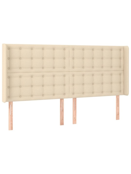 Box spring postel s matrací a LED krémová 180x200 cm textil