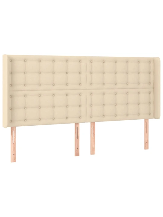 Box spring postel s matrací a LED krémová 180x200 cm textil