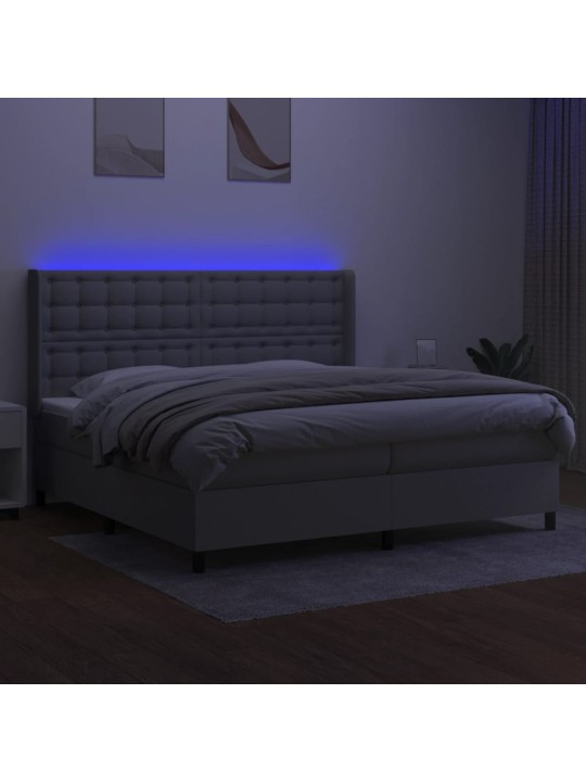Box spring postel s matrací a LED světle šedá 200x200 cm textil