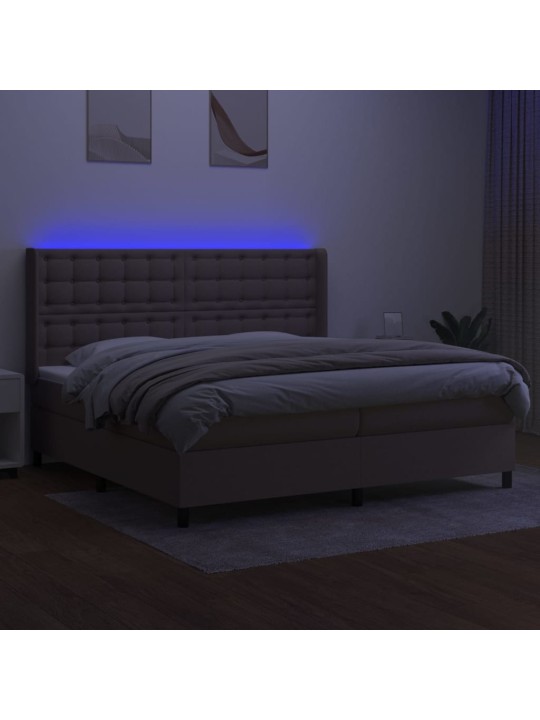 Box spring postel s matrací a led taupe 200x200 cm textil