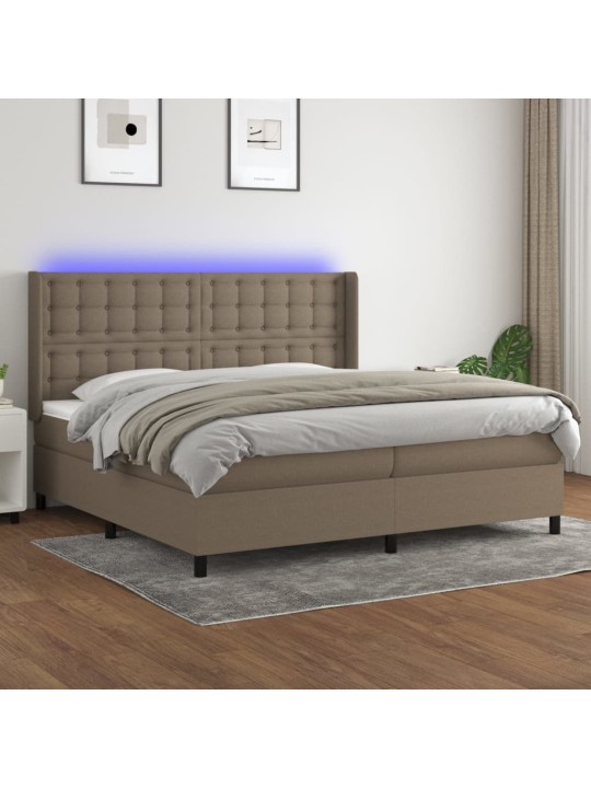 Box spring postel s matrací a led taupe 200x200 cm textil