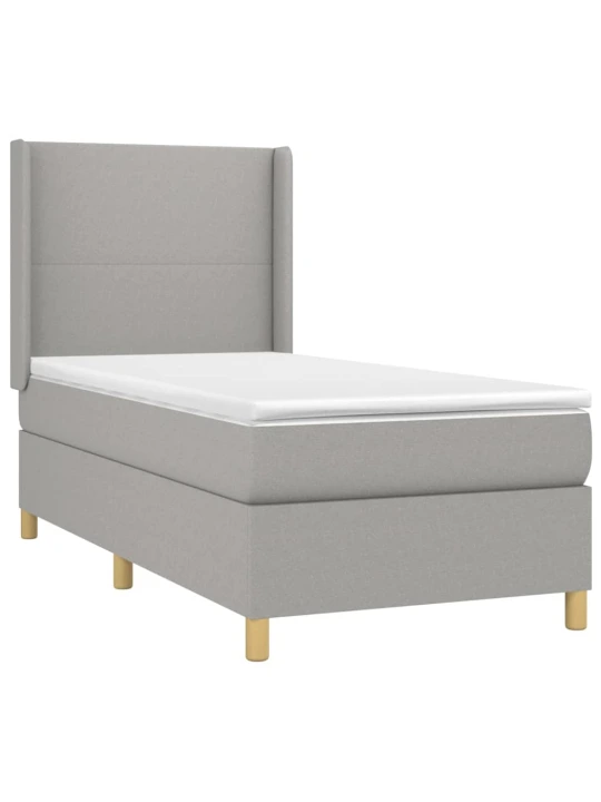 Box spring postel s matrací a LED světle šedá 80x200 cm textil