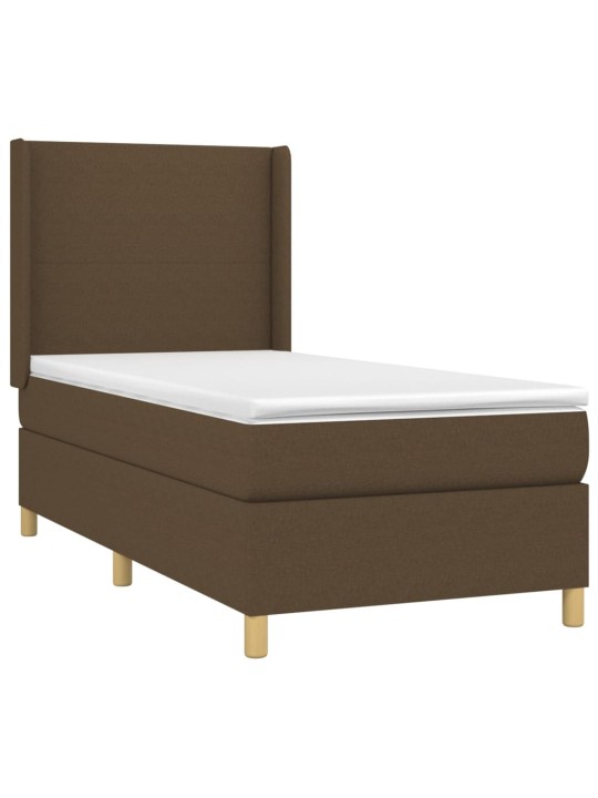 Box spring postel s matrací a LED tmavě hnědá 80x200 cm textil