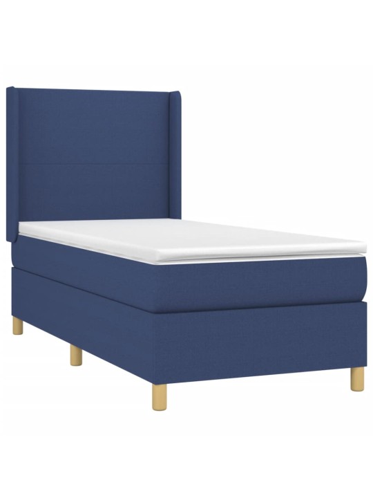 Box spring postel s matrací a led modrá 80 x 200 cm textil