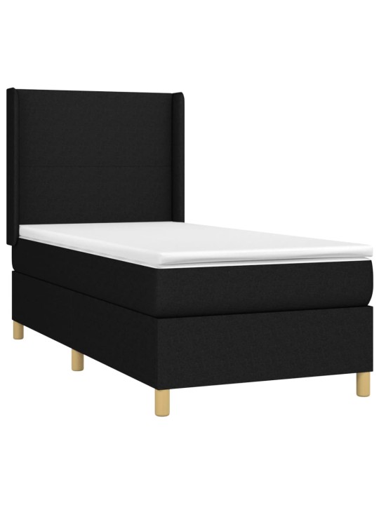 Box spring postel s matrací a LED černá 90x200 cm textil