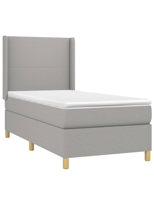 Box spring postel s matrací a LED světle šedá 100x200 cm textil