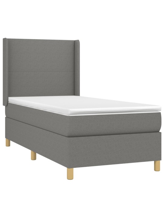 Box spring postel s matrací a LED tmavě šedá 100x200 cm textil