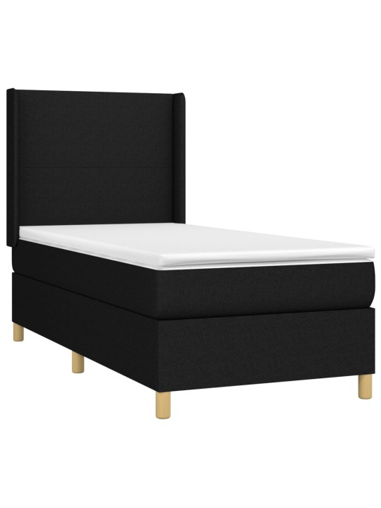 Box spring postel s matrací a LED černá 100x200 cm textil