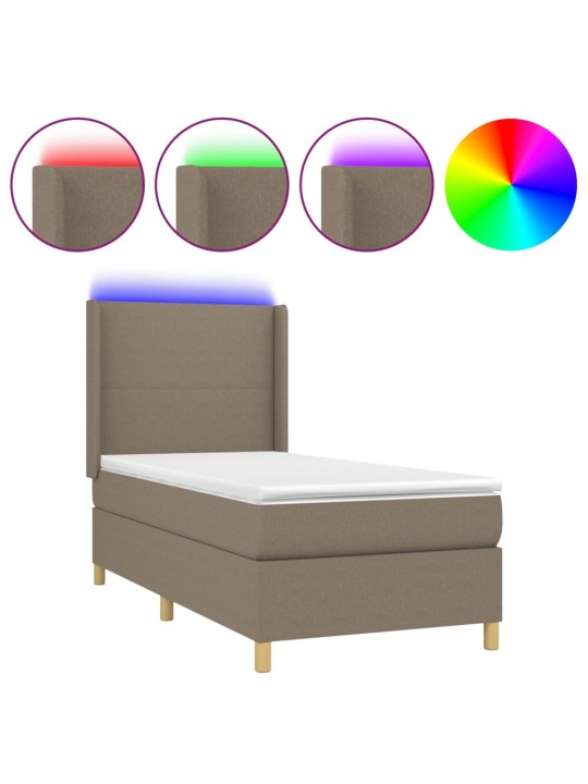 Box spring postel s matrací a LED taupe 100x200 cm textil