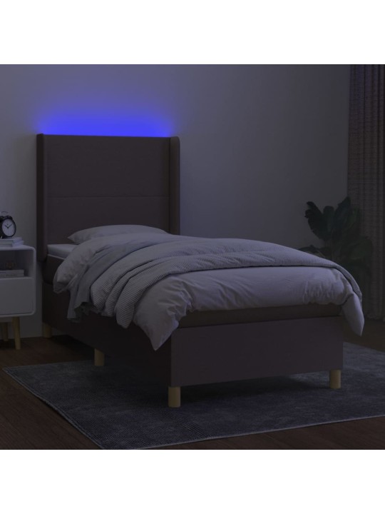 Box spring postel s matrací a LED taupe 100x200 cm textil