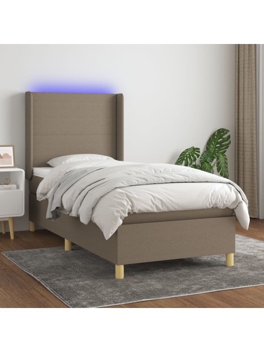 Box spring postel s matrací a LED taupe 100x200 cm textil