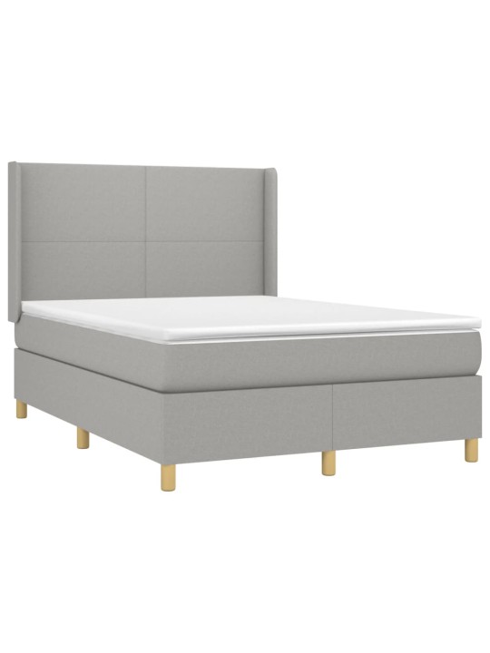 Box spring postel s matrací a LED světle šedá 140x190 cm textil
