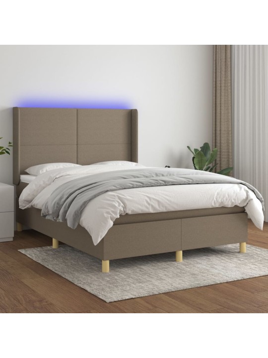 Box spring postel s matrací a led taupe 140x190 cm textil