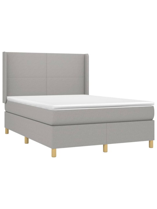 Box spring postel s matrací a LED světle šedá 140x200 cm textil