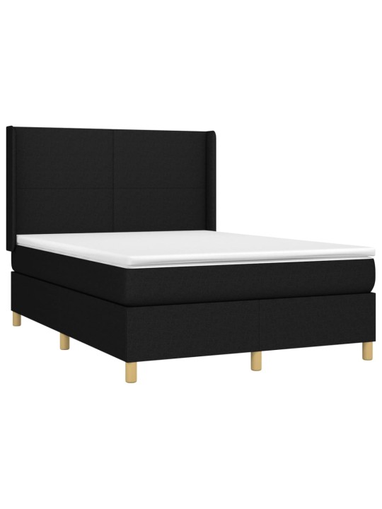 Box spring postel s matrací a LED černá 140x200 cm textil