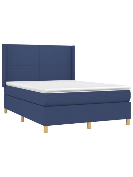 Box spring postel s matrací a led modrá 140x200 cm textil