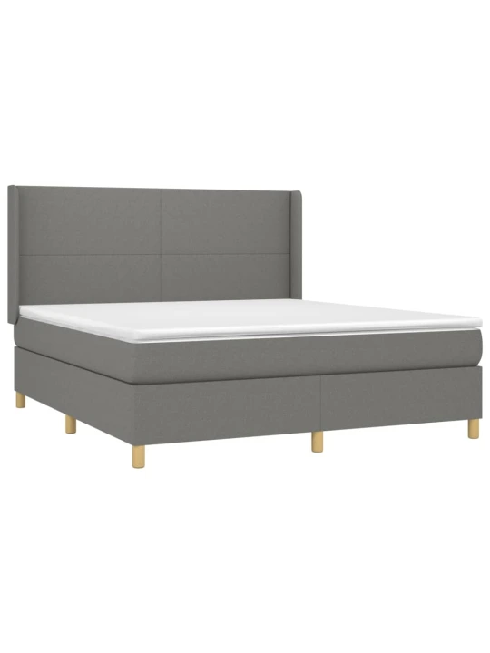 Box spring postel s matrací a LED tmavě šedá 160x200 cm textil