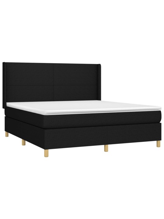 Box spring postel s matrací a LED černá 160x200 cm textil