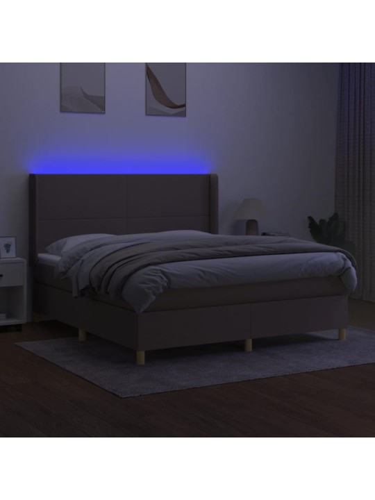 Box spring postel s matrací a led taupe 160x200 cm textil
